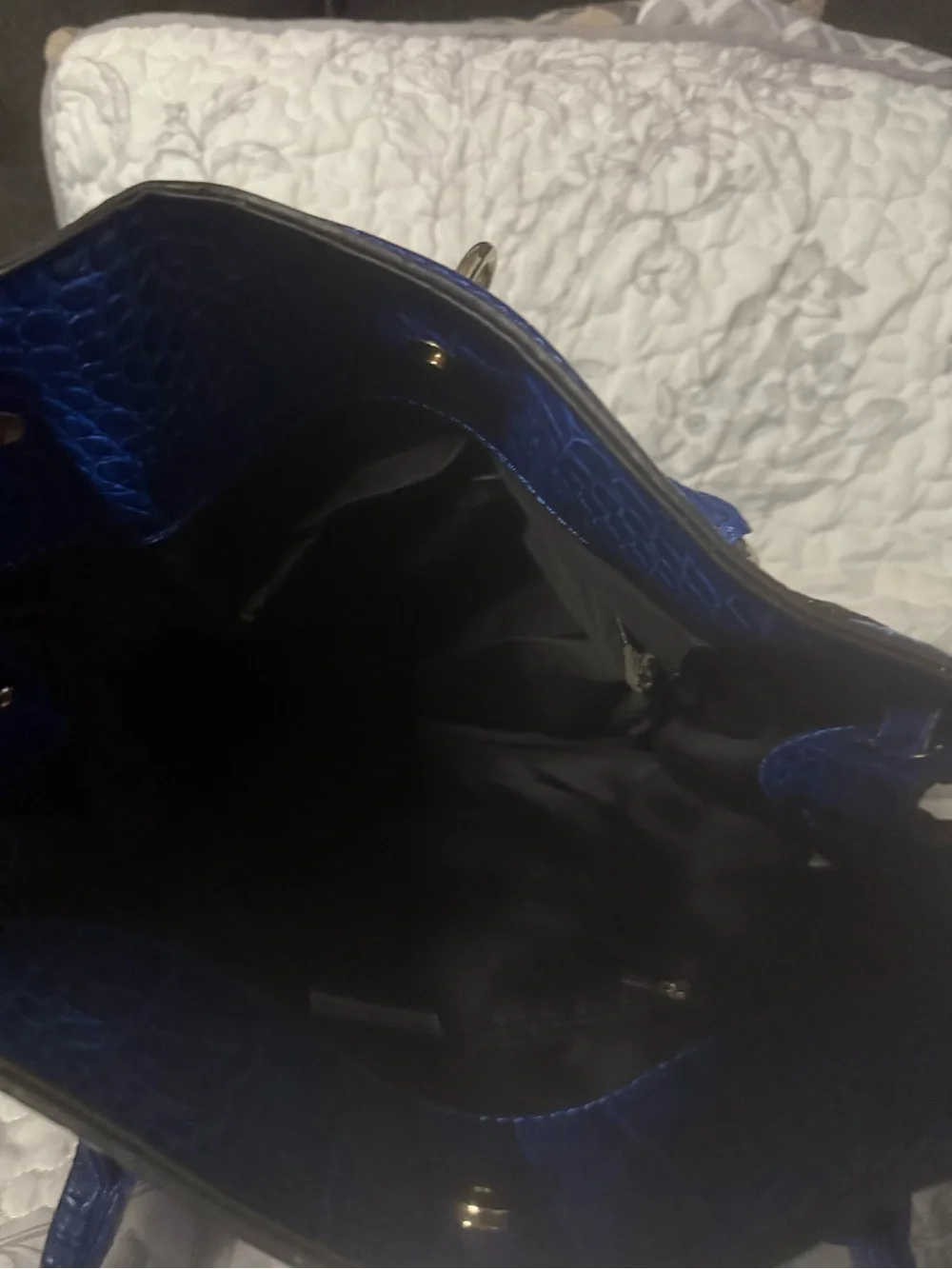 Classic Croc-Embossed Tote Bag in Electric Blue